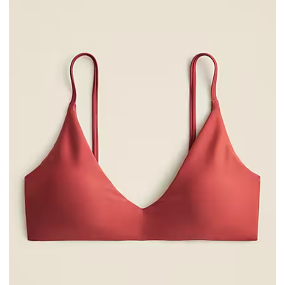 J Crew Lana Bikini Top Classic Sculpt M NWT Carolina Clay Red Swim CI681 J.Crew - Picture 4 of 5